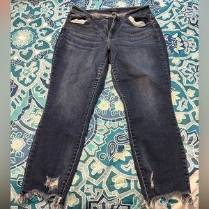 Judy Blue Women's 14W High Slim Fit Raw Hem Stretch Denim